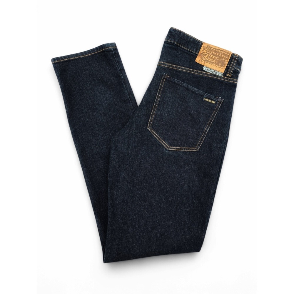 Volcom Vorta Slim Straight Jeans Mens 31 Dark Wash Indigo Denim Skater Pants EUC